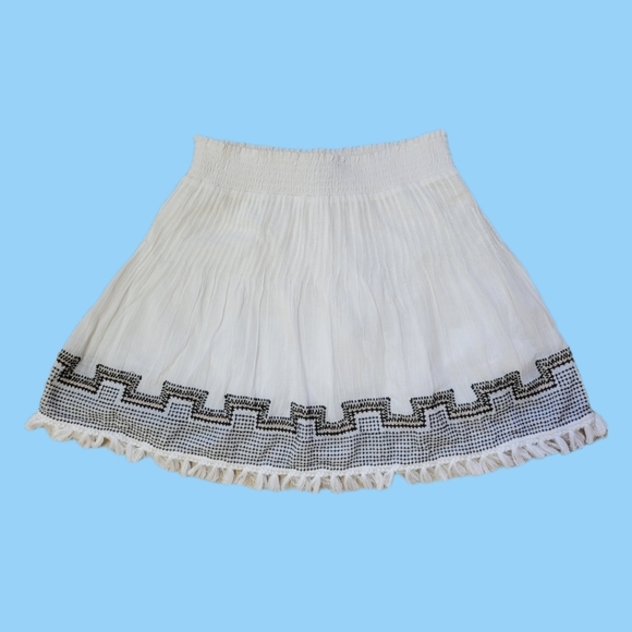 J. Crew white a-line tassel embroidered geometric mini skirt small - Picture 1 of 9